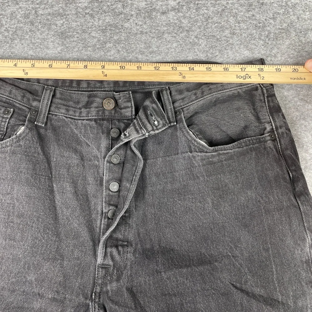 Levis Jeans Mens 40x30 (Fits 36x27) Black 501 Original Fit Button Fly Denim